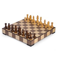 Matted Inlay Chess and Checkers Set with Storage Drawer