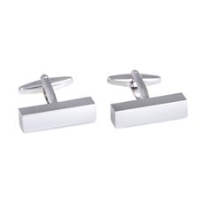 Rhodium Plated Cufflinks in Rectangular Bar Design