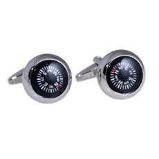 Rhodium Plated Cufflinks with Compass