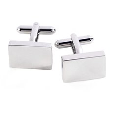 Rhodium Plated Rectangular Cufflinks