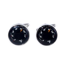Rhodium Plated Cufflinks with Thermometer