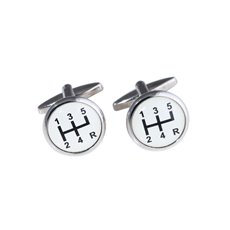 Rhodium Plated Cufflinks with Gear Shifter Design
