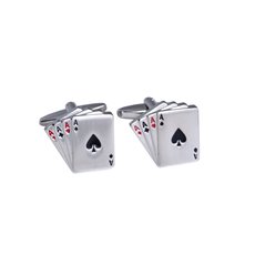 Rhodium Plated Four Aces Cufflinks