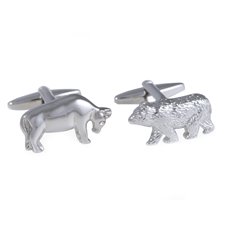 Rhodium Plated Cufflinks Bull and Bear Design