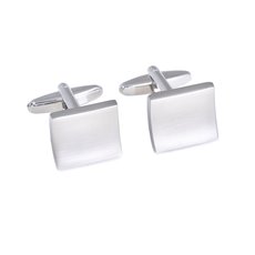 Rhodium Plated Square Concave Cufflinks in Satin Finish