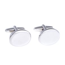 Rhodium Plated Oval Cufflinks