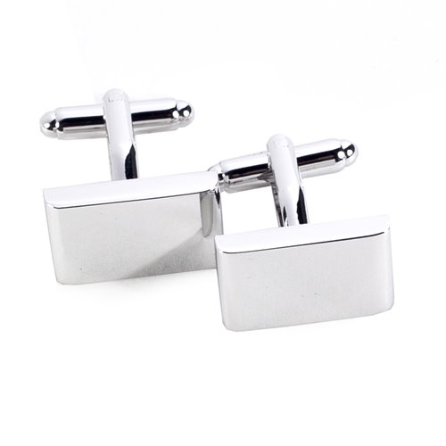 Rhodium Plated Rectangular Cufflinks