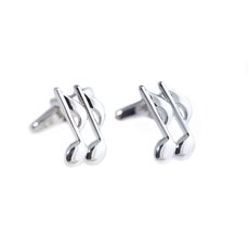 Rhodium Plated Musical Note Cufflinks