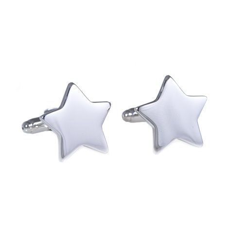 Rhodium Plated Star Design Cufflinks