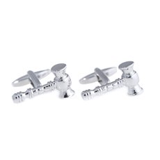 Rhodium Plated Gavel Design Cufflinks