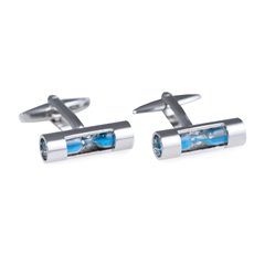 Rhodium Plated Sand Timer Design Cufflinks