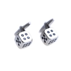 Rhodium Plated Dice Cufflinks