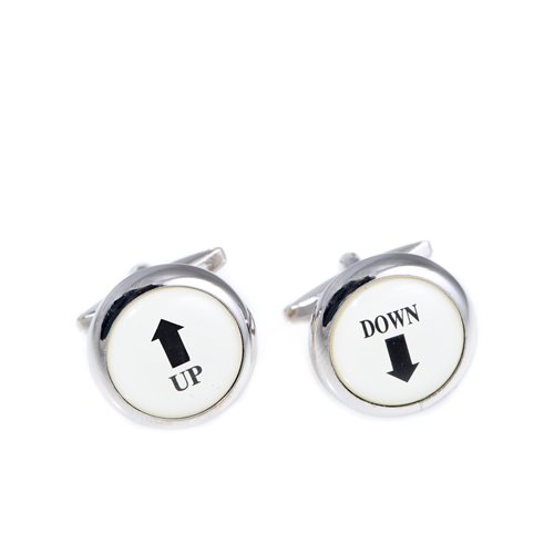 Rhodium Plated Cufflinks with Up and Down Design