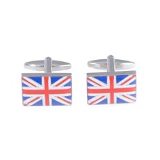 Rhodium Plated Cufflinks with Union Jack Design