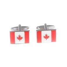 Rhodium Plated Cufflinks with Canadian Flag