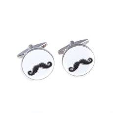 Rhodium Plated Cufflinks with Mustache Design