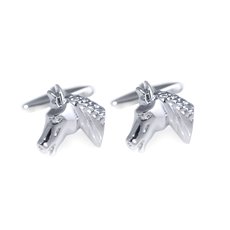 Rhodium Plated Cufflinks Horse Design