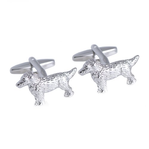 Rhodium Plated Cufflinks with Dog Design