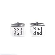 Rhodium Plated Cufflinks with # 1 Dad Design