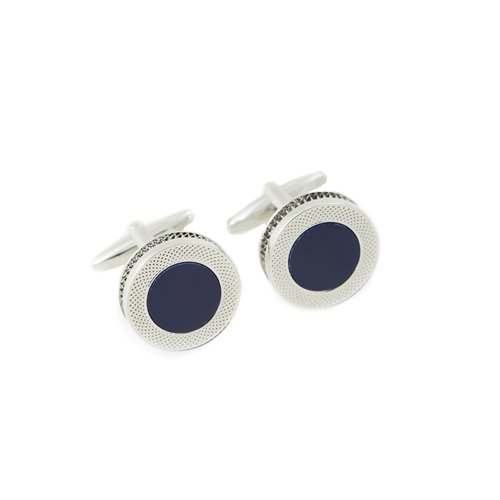 Rhodium Plated Navy Blue Onyx Cufflinks