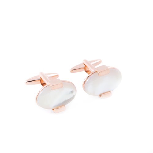 Rose Gold and Mother of Pearl Oval Cufflinks