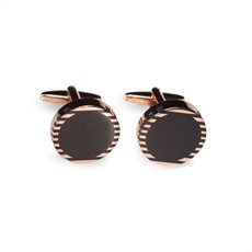 Rose Gold and Black Onyx Round Cufflinks