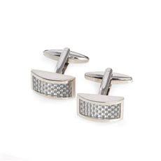 White Carbon Fiber Rhodium Plated Cufflinks
