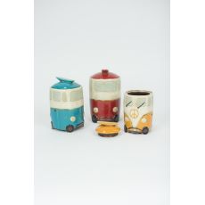 Ceramic Van Canisters With Surfboard Handles Set of 3