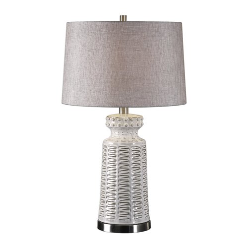 Uttermost Kansa Distressed White Table Lamp