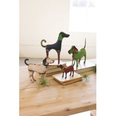 Recycled Painted Iron Dogs Set of 4