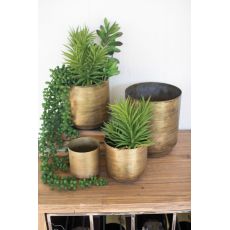 Metal Flower Pots - Aged Brass Finish Set of 4
