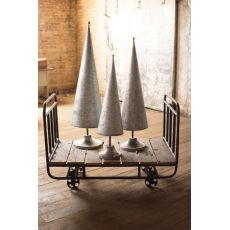 Gi Galvanized Topiaries With Brass Detail Set of 3