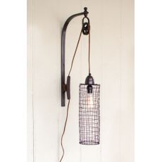 Wire Cylinder Wall Lamp With Pulley