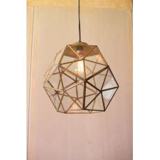 Glass And Gold Metal Faceted Pendant