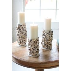 Oyster Shell Pillar Candle Holders Set of 3