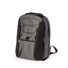 Black and Gray 4 Person Poly Canvas Picnic Backpack with Plastic Lined Cooler Compartment