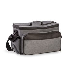 Black and Gray Poly Canvas BBQ Bag with Plastic Lined Cooler Compartment