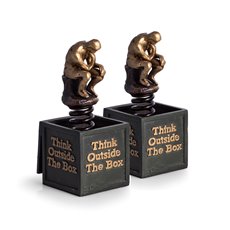 Bronze Finished Think Outside The Box Thinker Bookends
