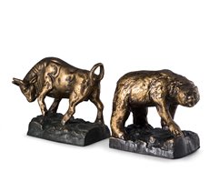 Bronzed Finished Cast Metal Bull and Bear Bookends