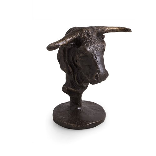 Bronzed Finished Bull Bust Pen Holder