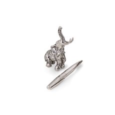 Antique Silver Plated Elephant Pen Holder