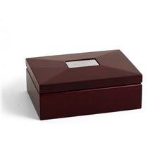 Mahogany Hinged Box with Removable Divider and 1x2 Brushed Silver Engraving Plate