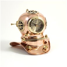 Copper and Brass Diver's Helmet with Quartz Clock