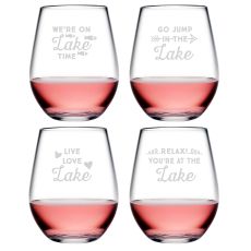 Lake Talk Asst Tritan Stemless Wine Tumblers S/4
