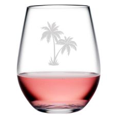 Palm Tree Cluster Tritan Stemless Tumblers, S/4  15 oz
