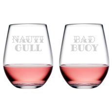Nauti Gull/Bad Buoy Tritan Stemless Tumblers, S/2