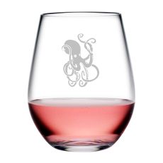 Voyager Octopus Tritan Stemless Wine Tumblers, S/4