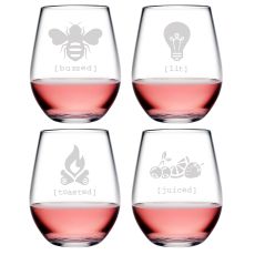 Tipsy Asst Tritan Stemless Wine Tumblers, S/4