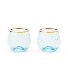 Seaside: Aqua Bubble Stemless Wine Glass Set by Twine