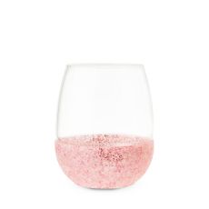Glimmer: Pink Glitter Silicone Wrapped Stemless Wine Glasses